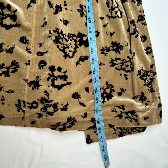 Vintage Isabella Bird Velvet Floral Maxi Wrap Dress Tan Black Small - Picture 12 of 16
